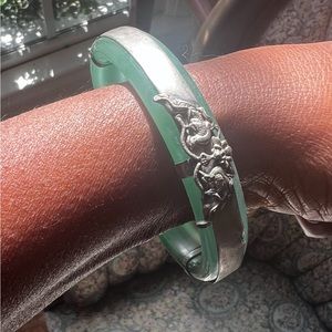 Estate Silver decor Natural green Jade Jadeite different colors bangle bracelet